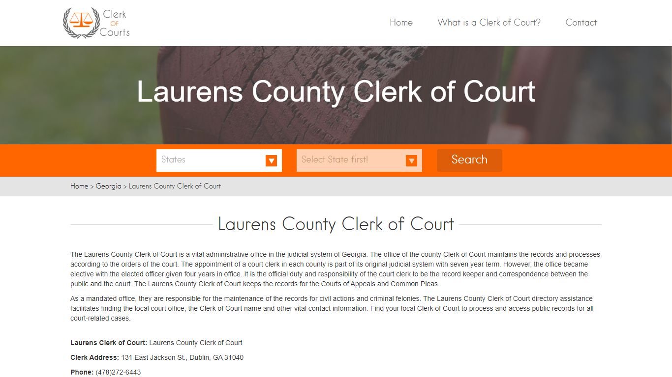 Find Your Laurens County Clerk of Courts in GA - clerk-of-courts.com